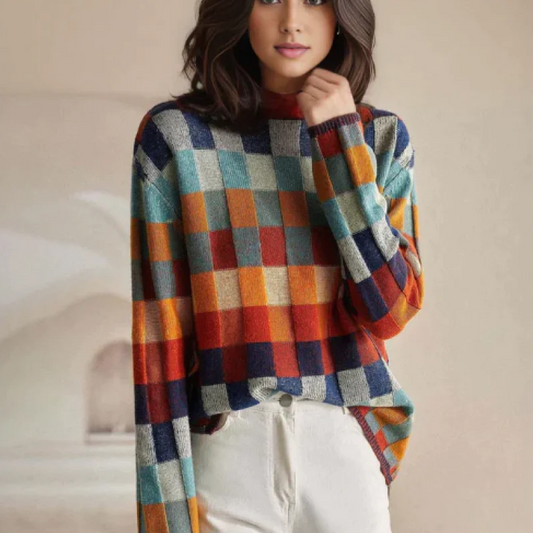 Cozy Patchwork Sweater by Van Dijk